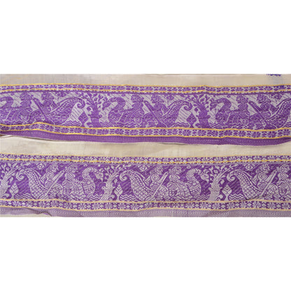 Sanskriti Vintage Sari Border Woven Baluchari 71 YD Craft Trim Sewing Cream Lace