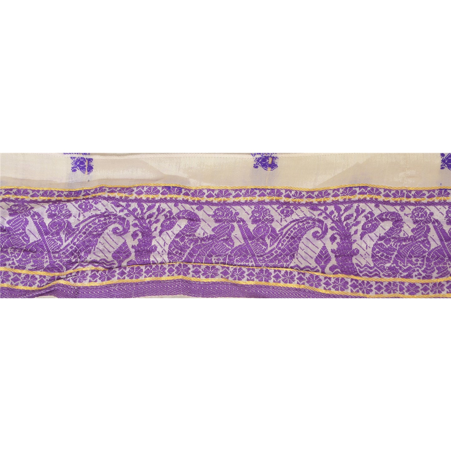 Sanskriti Vintage Sari Border Woven Baluchari 71 YD Craft Trim Sewing Cream Lace