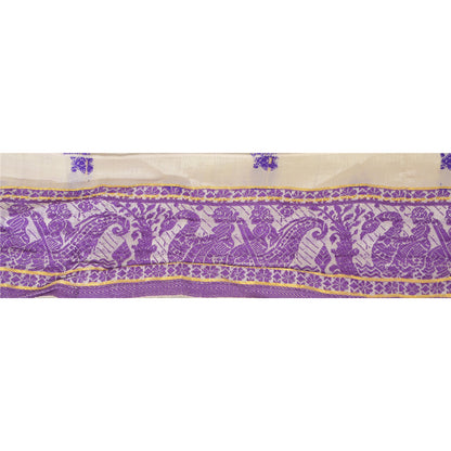 Sanskriti Vintage Sari Border Woven Baluchari 71 YD Craft Trim Sewing Cream Lace