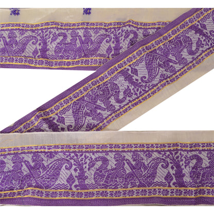 Sanskriti Vintage Sari Border Woven Baluchari 71 YD Craft Trim Sewing Cream Lace