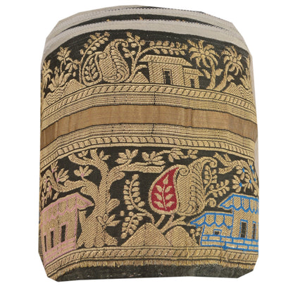 Sanskriti Vintage Sari Border Woven Brocade 1 Yd Trim Craft Sewing Black Lace