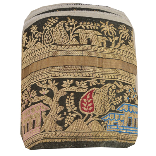 Sanskriti Vintage Sari Border Woven Brocade 1 Yd Trim Craft Sewing Black Lace