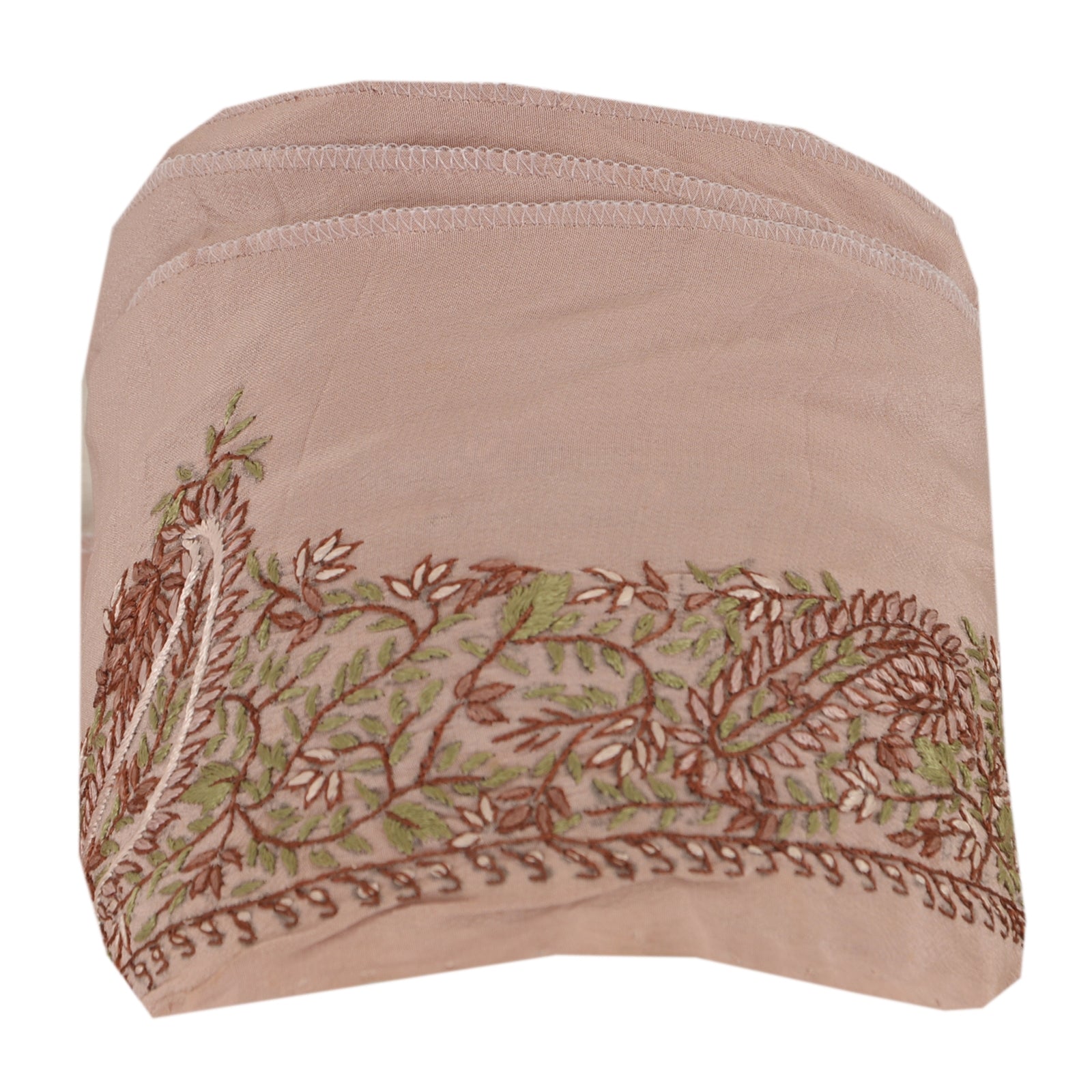 Sanskriti Vintage Sozni Embroidered Sari Border: Pink Crepe Silk Trim, 1 Yard