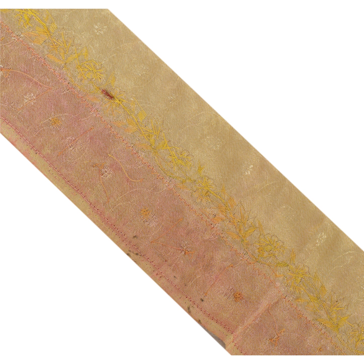 Sanskriti Vintage Sari Bandhani Border Hand Beaded 1 Yd Trim Sewing Craft Lace