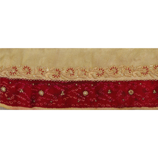 Sanskriti Vintage Sari Bandhani Border Hand Beaded 1 Yd Trim Sewing Craft Lace