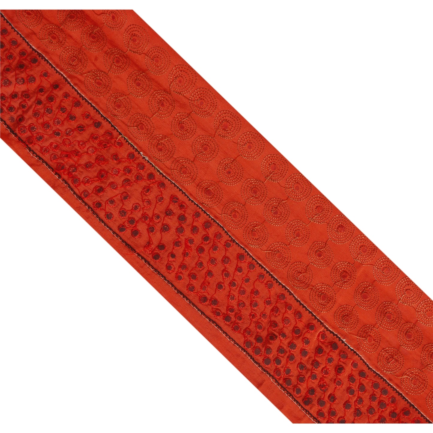 Sanskriti Vintage Sari Border Hand Beaded 1 Yd Indian Trim Sewing Mirror Lace