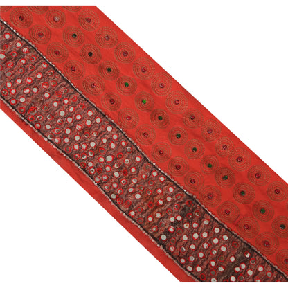 Sanskriti Vintage Sari Border Hand Beaded 1 Yd Indian Trim Sewing Mirror Lace