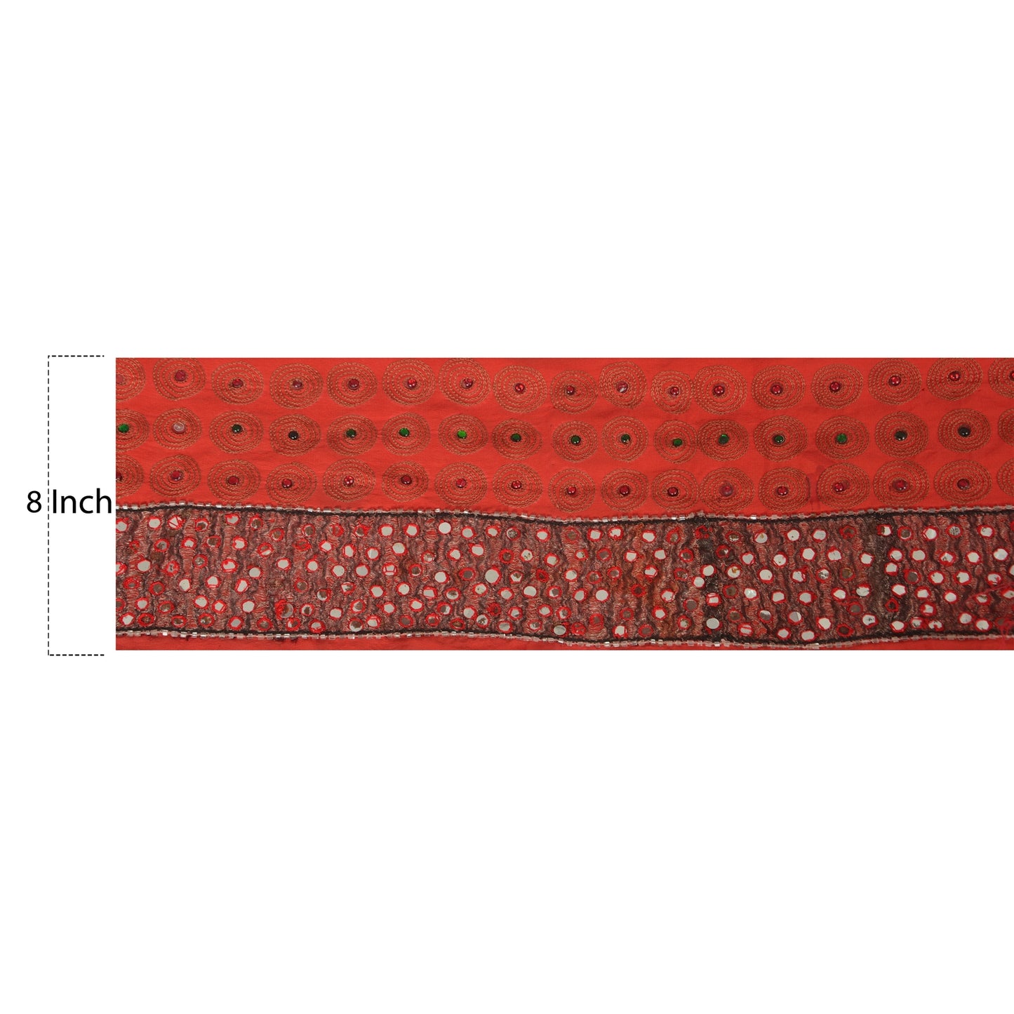 Sanskriti Vintage Sari Border Hand Beaded 1 Yd Indian Trim Sewing Mirror Lace