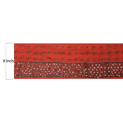 Sanskriti Vintage Sari Border Hand Beaded 1 Yd Indian Trim Sewing Mirror Lace