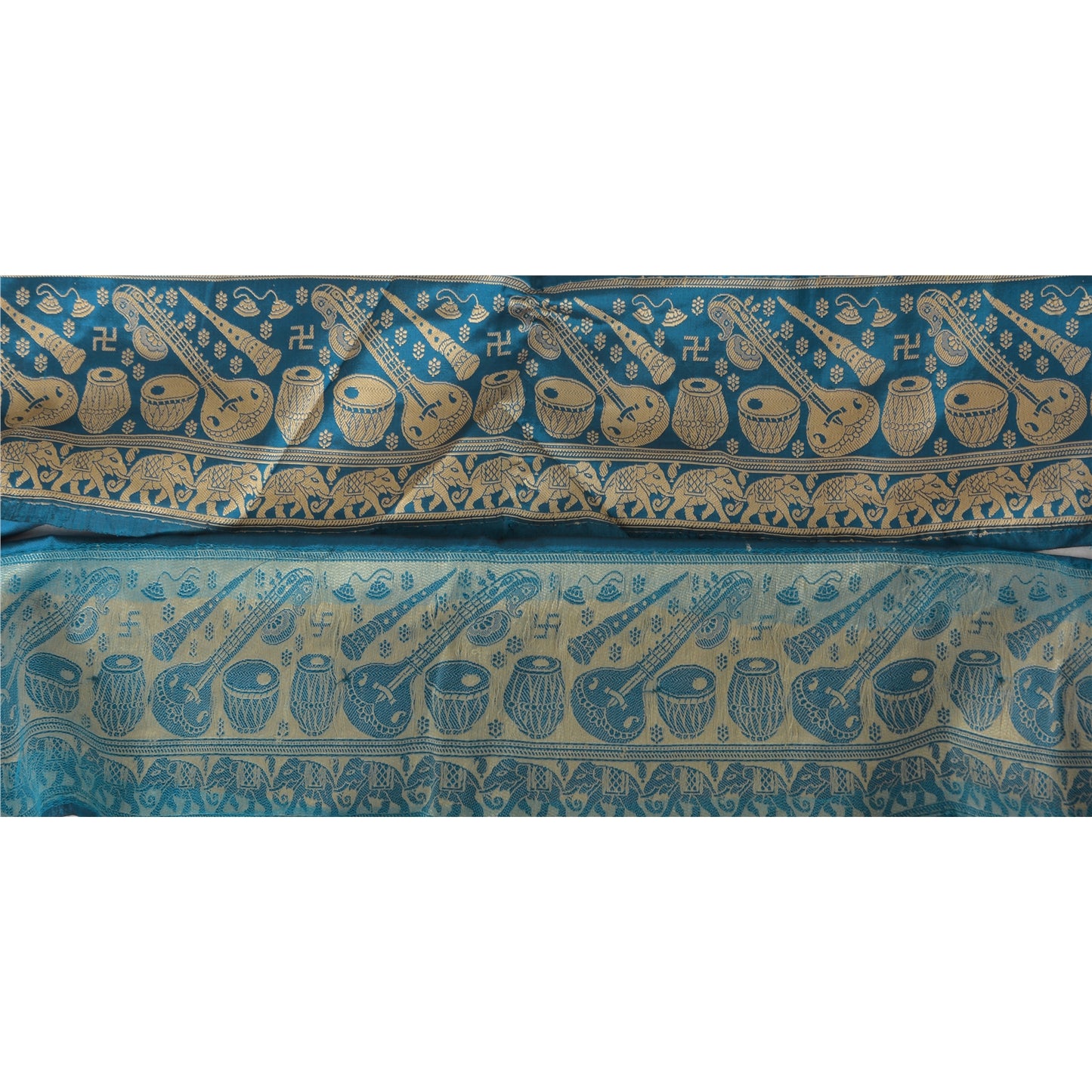 Sanskriti Vintage Sari Border Woven Baluchari 1 Yd Indian Trim Sewing Blue Lace