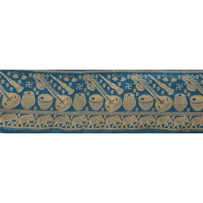 Sanskriti Vintage Sari Border Woven Baluchari 1 Yd Indian Trim Sewing Blue Lace