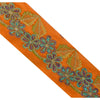 Sanskriti Vintage Sari Border Hand Embroidered 1Yd Trim Sewing Orange Craft Lace