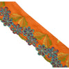 Sanskriti Vintage Sari Border Hand Embroidered 1Yd Trim Sewing Orange Craft Lace