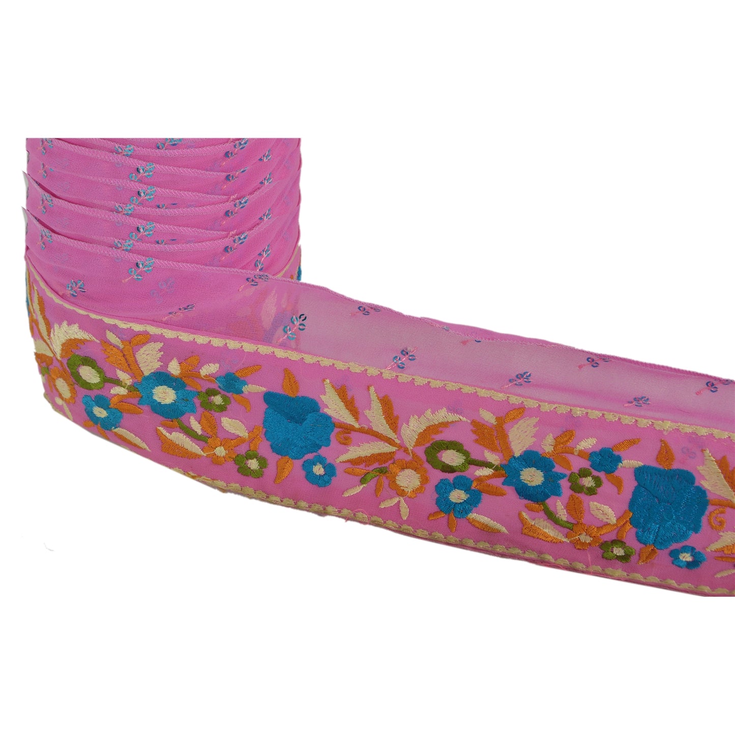 Санскрити Винтаж Сари Кайма Вышитая вручную 1 ярд Отделка Шитье Розовое Кружево