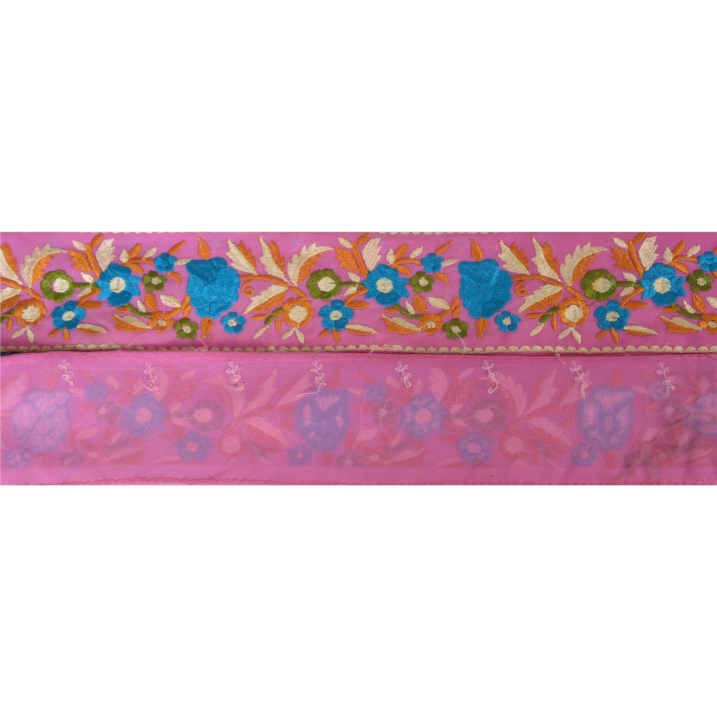 Санскрити Винтаж Сари Кайма Вышитая вручную 1 ярд Отделка Шитье Розовое Кружево
