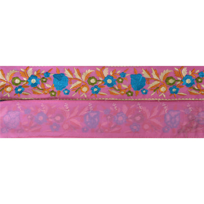 Санскрити Винтаж Сари Кайма Вышитая вручную 1 ярд Отделка Шитье Розовое Кружево
