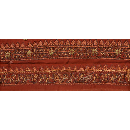 Sanskriti Vintage Sari Border Hand Beaded 1 Yd Trim Ribbon Orange Craft Lace