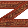 Sanskriti Vintage Sari Border Hand Beaded 1 Yd Trim Ribbon Orange Craft Lace