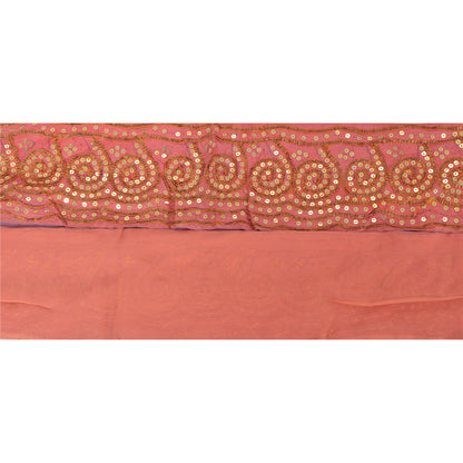 Sanskriti Vintage Pink Sari Border Hand Beaded Indian Craft Trim 1Yd Sewing Lace