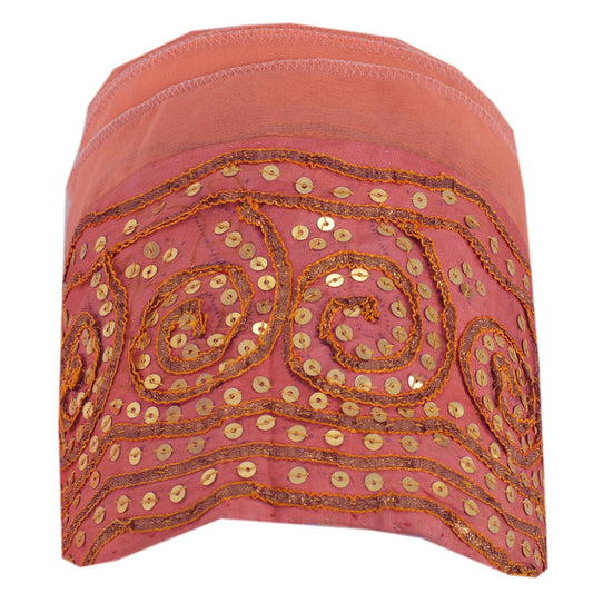 Sanskriti Vintage Pink Sari Border Hand Beaded Indian Craft Trim 1Yd Sewing Lace