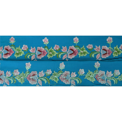 Sanskriti Vintage Sari Border Embroidered 1 Yd Trim Sewing Blue Craft Lace