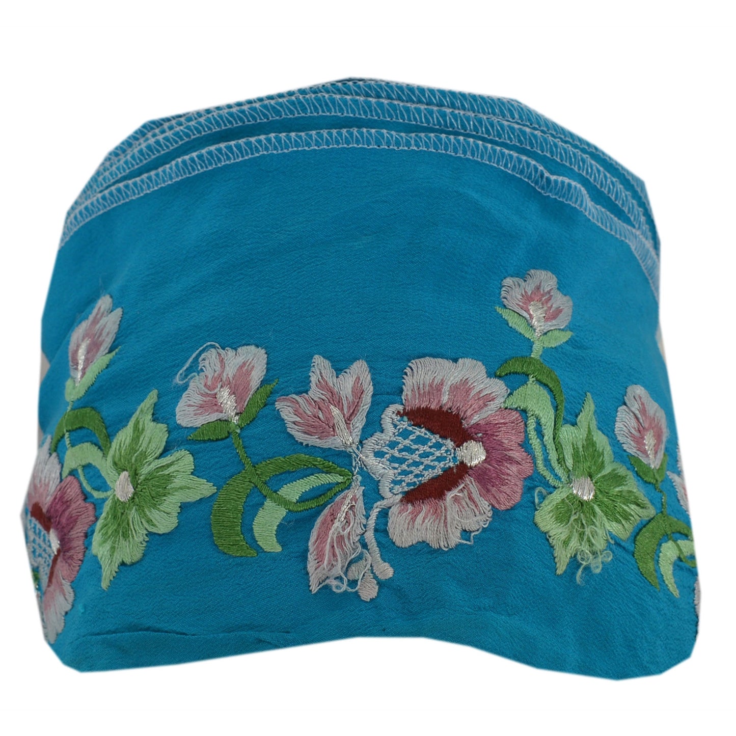 Sanskriti Vintage Sari Border Embroidered 1 Yd Trim Sewing Blue Craft Lace