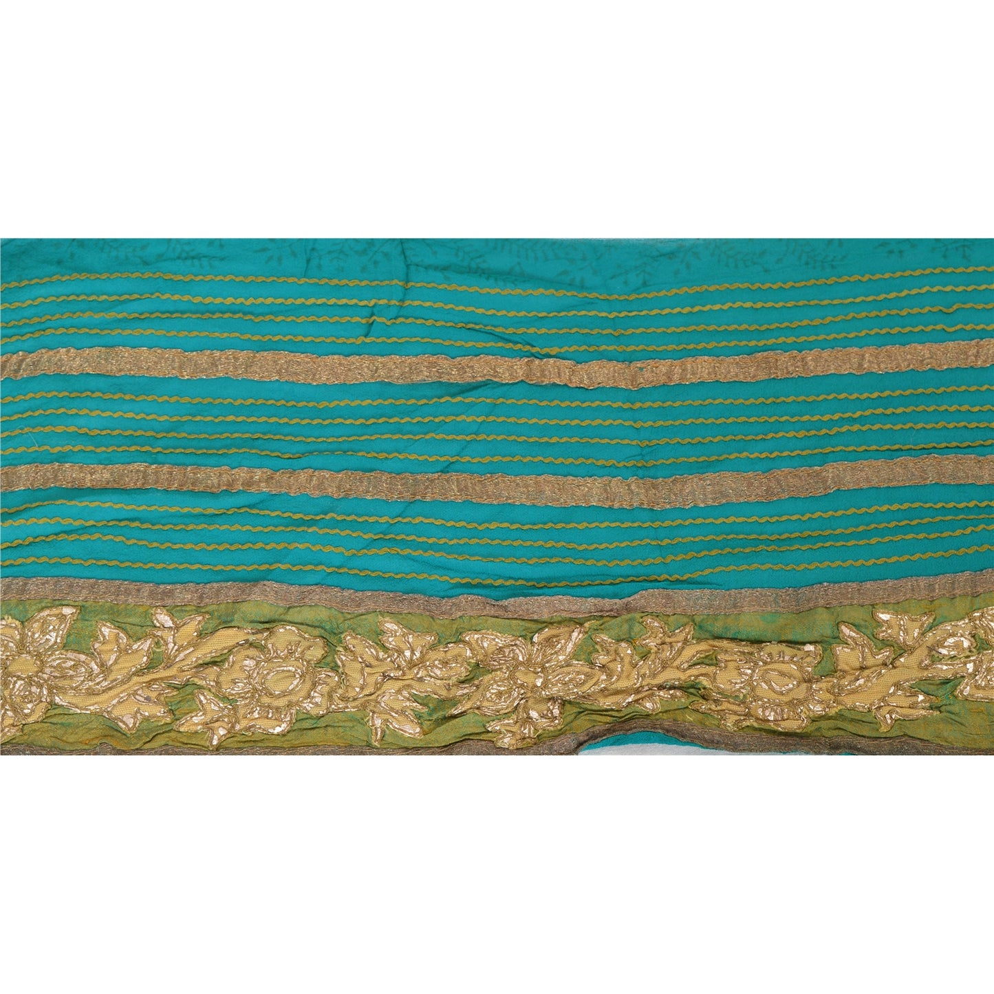 Санскрити Винтаж Сари Кайма Вышитая вручную 1 ярд Отделка Шитье Зеленое Кружево