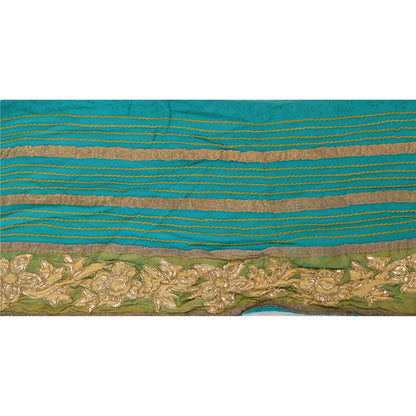 Санскрити Винтаж Сари Кайма Вышитая вручную 1 ярд Отделка Шитье Зеленое Кружево