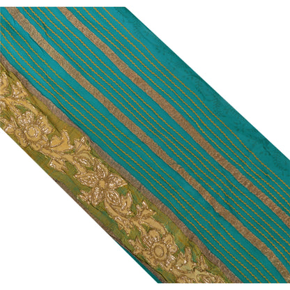 Санскрити Винтаж Сари Кайма Вышитая вручную 1 ярд Отделка Шитье Зеленое Кружево