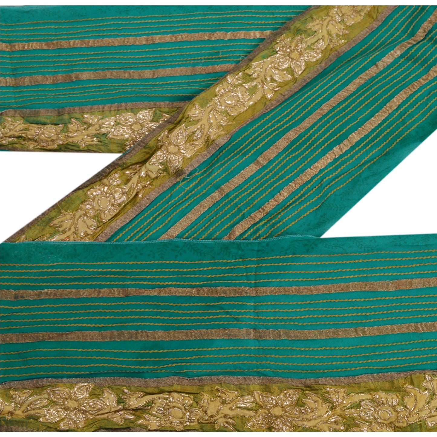 Санскрити Винтаж Сари Кайма Вышитая вручную 1 ярд Отделка Шитье Зеленое Кружево