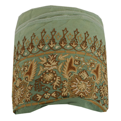 Sanskriti Vintage Sari Border Hand Embroidered 1Yd Trim Sewing Green Craft Lace