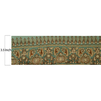 Sanskriti Vintage Sari Border Hand Embroidered 1Yd Trim Sewing Green Craft Lace