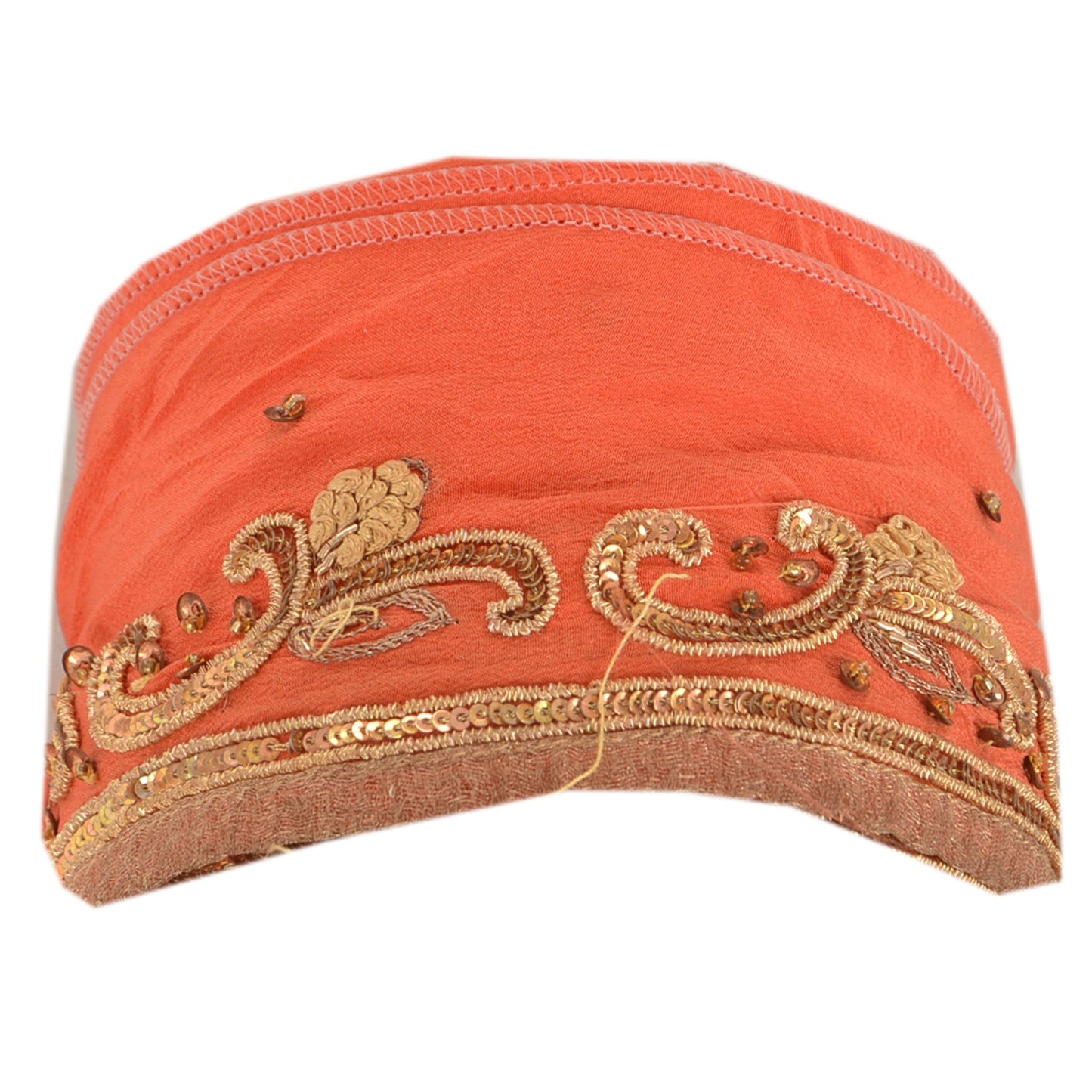 Sanskriti Vintage 1 Yd Sari Border Hand Beaded Craft Trim Ribbon Peach Lace