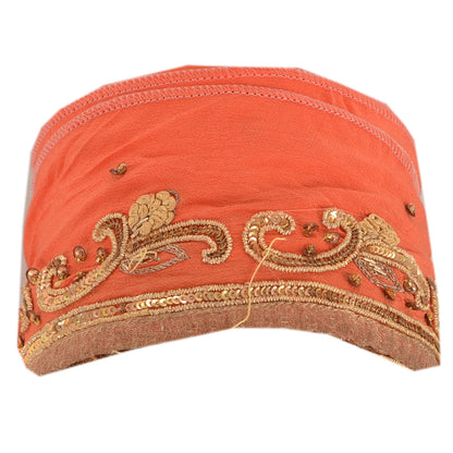 Sanskriti Vintage 1 Yd Sari Border Hand Beaded Craft Trim Ribbon Peach Lace