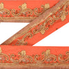 Sanskriti Vintage 1 Yd Sari Border Hand Beaded Craft Trim Ribbon Peach Lace
