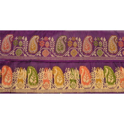 Sanskriti Vintage 1 Yd Sari Border Hand Woven Trim Sewing Craft Purple Deco Lace