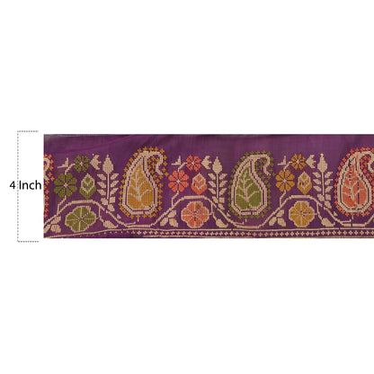 Sanskriti Vintage 1 Yd Sari Border Hand Woven Trim Sewing Craft Purple Deco Lace