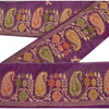 Sanskriti Vintage 1 Yd Sari Border Hand Woven Trim Sewing Craft Purple Deco Lace