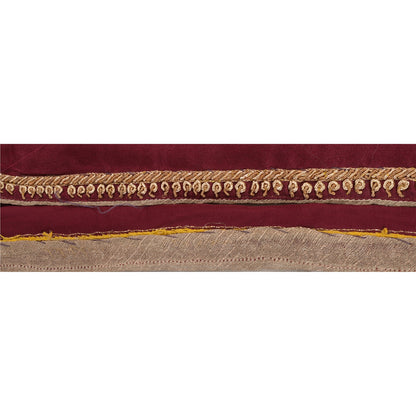 Sanskriti Vintage 1 Yd Sari Border Hand Embroidered Trim Ribbon Purple Craft Lace