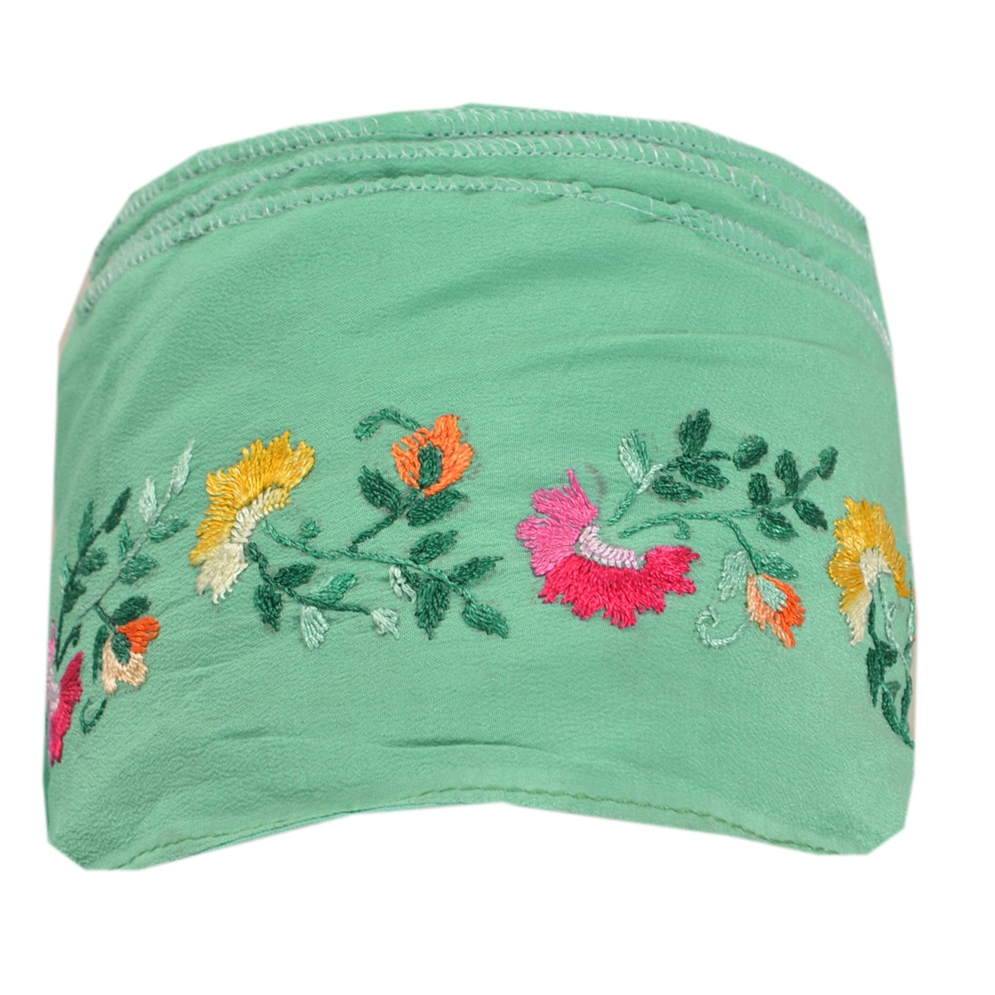 Sanskriti Vintage 1Yd Sari Kant Håndbroderet Indisk Kantbånd Grøn Blonde