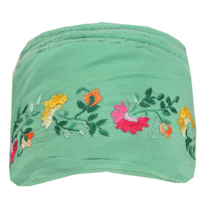 Sanskriti Vintage 1Yd Sari Kant Håndbroderet Indisk Kantbånd Grøn Blonde