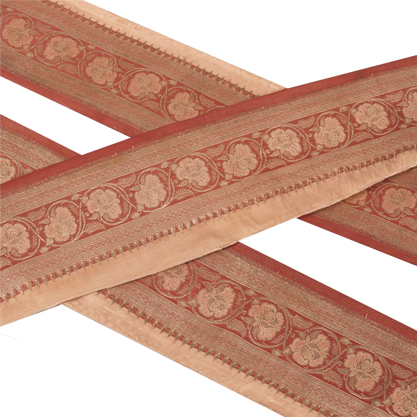 Sanskriti Vintage 1 YD Trim Sari Border Zari Woven Brocade Craft Sewing Red Lace