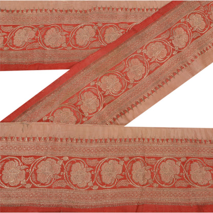 Sanskriti Vintage 1 YD Trim Sari Border Zari Woven Brocade Craft Sewing Red Lace