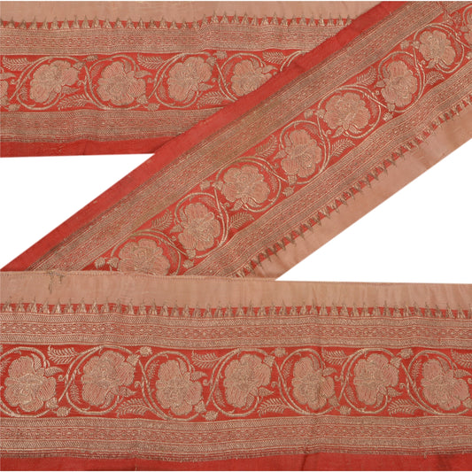 Sanskriti Vintage 1 YD Trim Sari Border Zari Woven Brocade Craft Sewing Red Lace