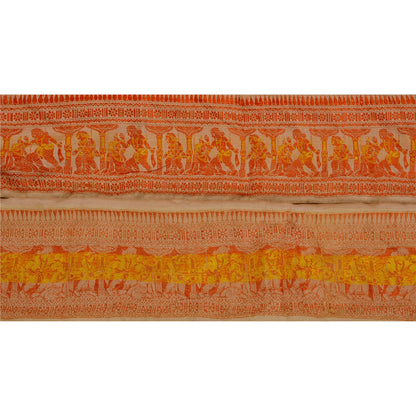 Sanskriti Vintage 1 YD Sari Border Woven Baluchari Craft Trim Sewing Cream Lace