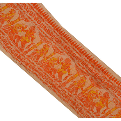 Sanskriti Vintage 1 YD Sari Border Woven Baluchari Craft Trim Sewing Cream Lace