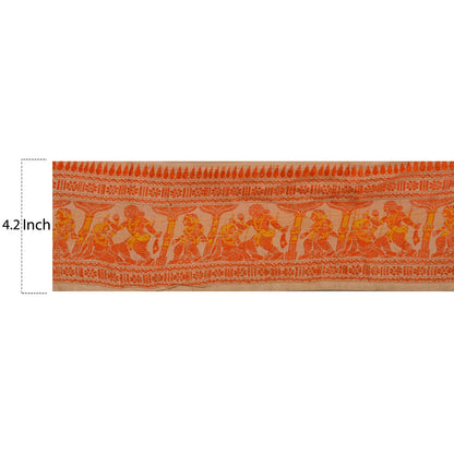 Sanskriti Vintage 1 YD Sari Border Woven Baluchari Craft Trim Sewing Cream Lace