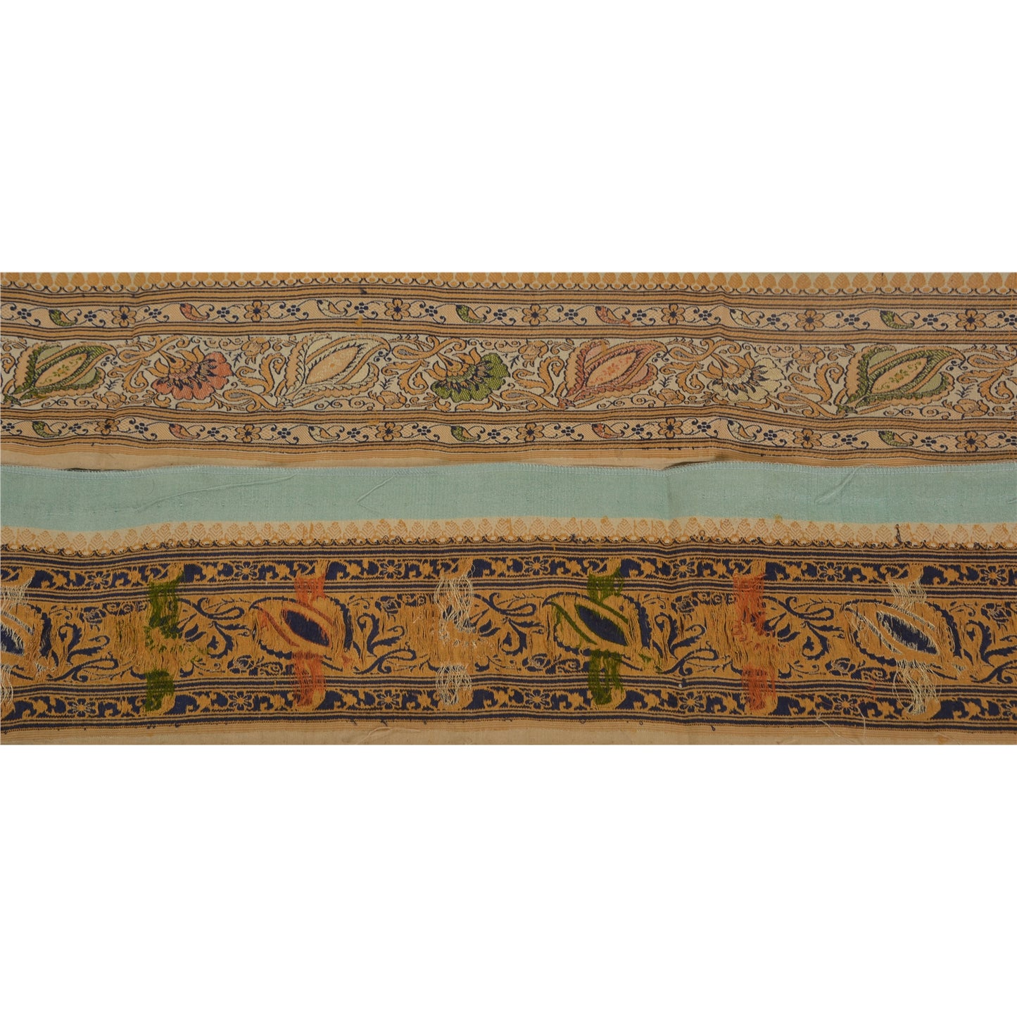 Sanskriti Vintage 1 Yd Sari Border Indian Woven Trim Sewing Craft Cream Lace