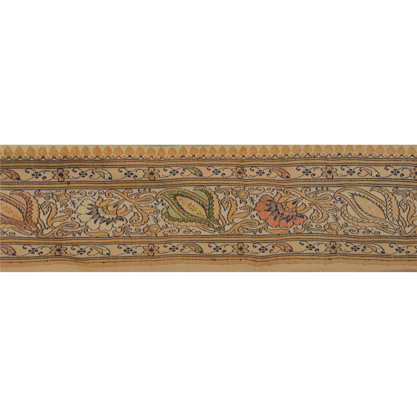 Sanskriti Vintage 1 Yd Sari Border Indian Woven Trim Sewing Craft Cream Lace