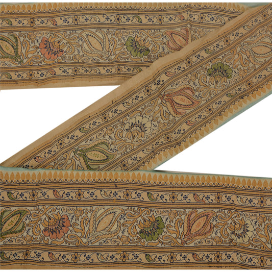 Sanskriti Vintage 1 Yd Sari Border Indian Woven Trim Sewing Craft Cream Lace